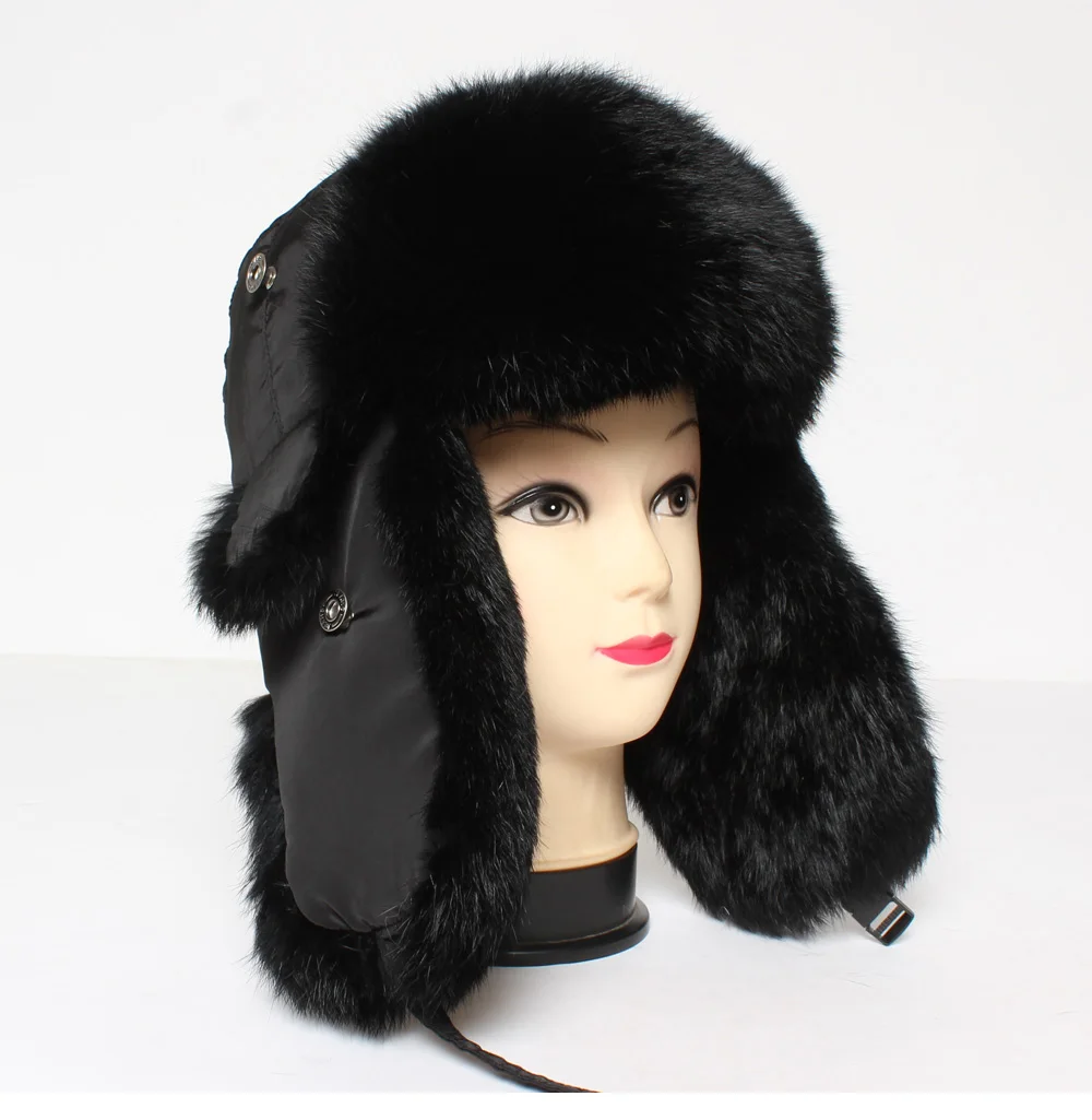 2020 New Arrival 100%Natural Real Rabbit Fur Bomber Hats Winter Russian Lady Man Warm Genuine Rabbit Fur Hat Fashion Fur Caps mad bomber hat mens