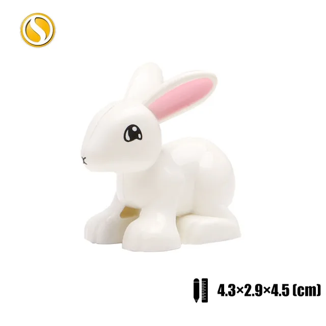 Original Big Size Assemble Building Blocks Accessory Toys For Children Compatible Big Size Animals Sets Zoo Bricks Baby Gifts White rabbit