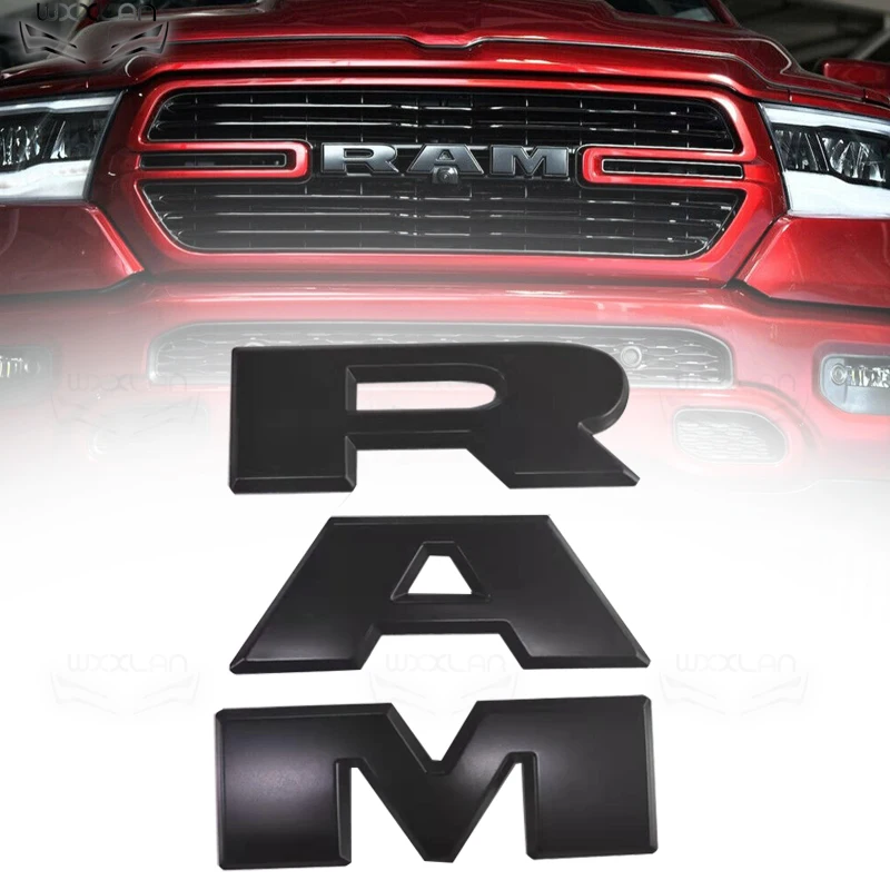 

One set Car front 3D RAM Letter Logo Emblem Rear Trunk Badge Sticker For Dodge Ram 1500 2015 2016 2017 2018
