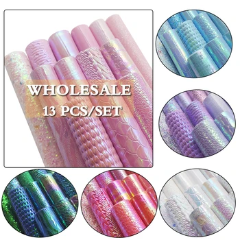 

QIBU 13pcs A4 Faux Leather Sheets Chunky Glitter Fabric Craft for Decoration Handmade Earring Materials DIY Bow Bags Accessories