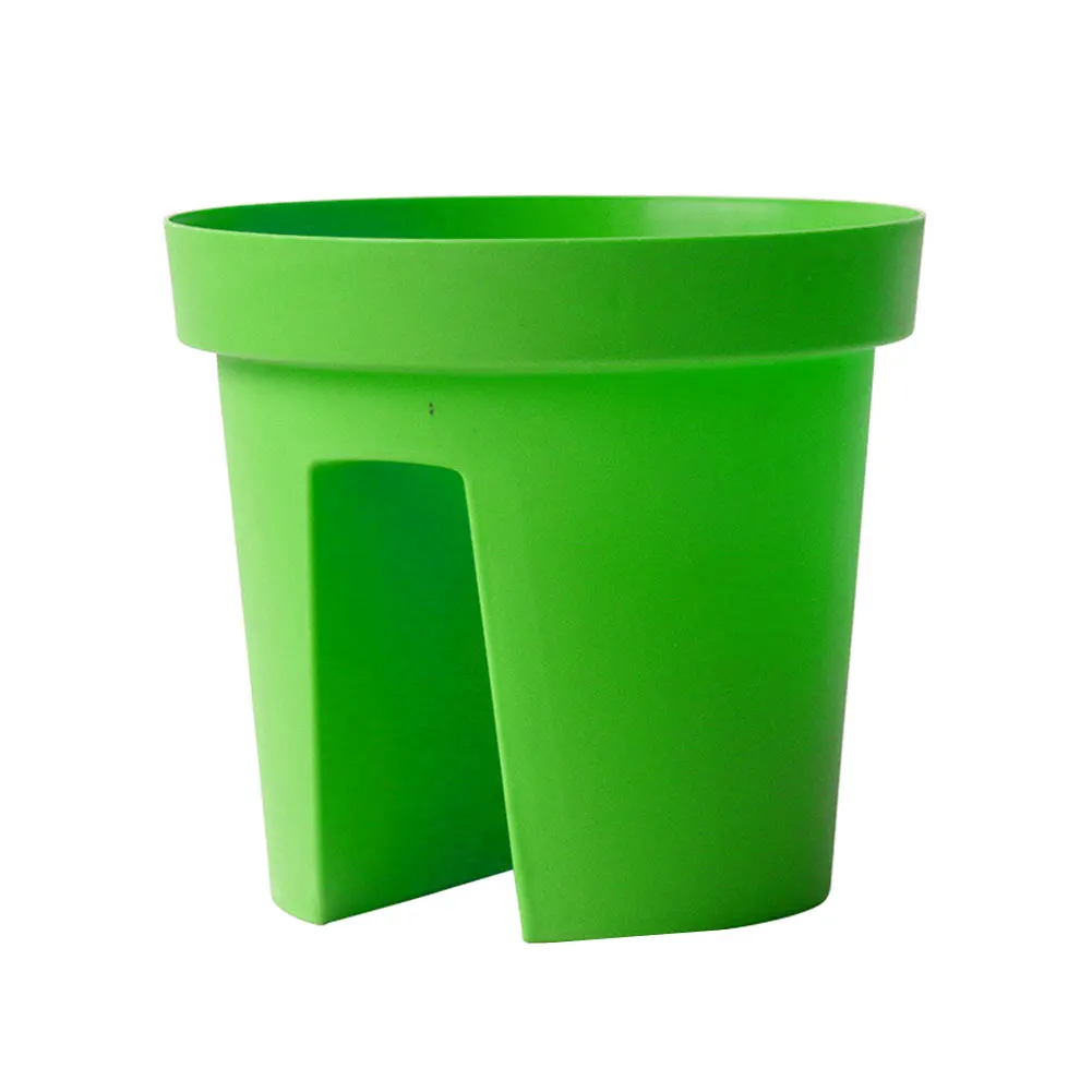 Plant Pot Balcony Practical Home Garden Drainage Hole Indoor Bridge Hanging Flowerpot Space Saving Railing Vertical Easy Install - Цвет: Зеленый