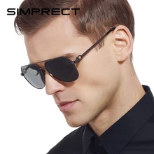 SIMPRECT, UV400, поляризационные солнцезащитные очки, мужские,, металлические, Ретро стиль, очки пилота, Ретро стиль, для вождения, солнцезащитные очки для мужчин, антибликовые, Oculos