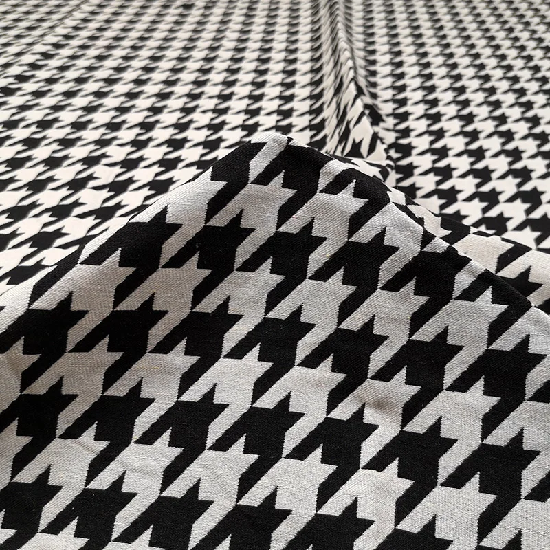 140 см ширина гусиные лапки печати полиэфирный хлопок, жаккард ткань для женщин осень зима платье пальто брюки Sewing-BF087