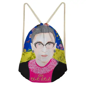 

Customized Cartoon Ruth Bader Ginsburg Print Image Shopping Drawstring Bag Teenagers Pouch Kids Package Cool Travel Mochilas