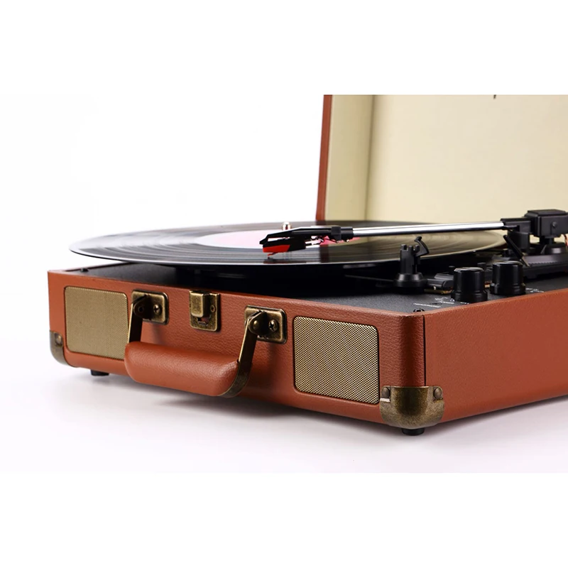 Alto-final Portátil Bagagem Gramofone Vinil Record Player Bluetooth Turntable 33 45 78rpm Retro - Image 3
