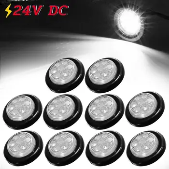 

10pcs 2Inch Side marker lights Clear White LED Auto Truck Trailer Plastic-Rubber