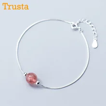 Trusta, Твердое Серебро 925 пробы, модный браслет с кристаллами клубники 17,5 см для женщин, креативная Модная бижутерия DS890