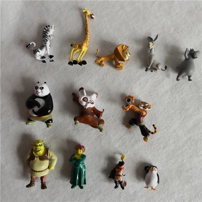 12pcs Anime Shrek Panda Madagascar Action Figures Model Toys Gifts for Kids UK