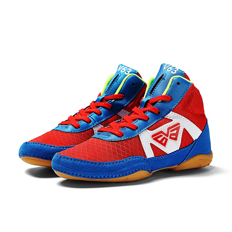 Борцовская обувь для детей, тренировочная обувь, Нескользящие кроссовки, боксерская обувь, детская легкая боксерская тренировочная обувь D0879 - Цвет: Красный