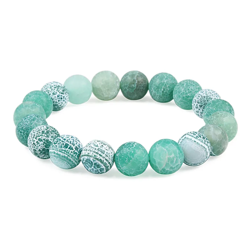 

9 Styles Natural Stone Beaded Bracelet Men Retro Colorful Lake Blue Weathered Round Bead Frosted Stone Jewelry Women Lovers Gift