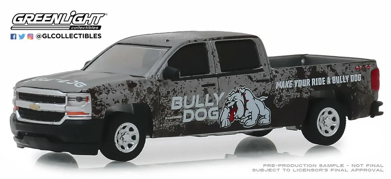 Зеленый свет 1: 64 Chevrolet Silverado Bully собака Игрушечная машина из сплава игрушки для детей литой модельный автомобиль подарок на день рождения