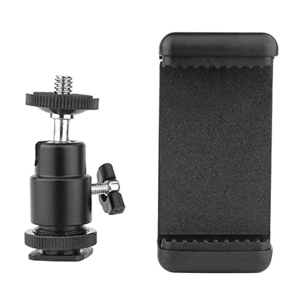 1/4 Tripod Mount Screw Flash Hot Shoe Adapter w/ Phone Clip for Nikon DSLR Camera/ Mobile Phone