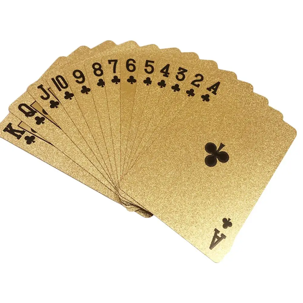 Gold Foil Poker Card Playing Cards Waterproof Plastic Card For Entertainment Magic Props Games Party 57MM*88MM Gold Foil Poker Card Playing Cards Waterproof Plastic Card For Entertainment Magic Props Games Party 57MM*88MM