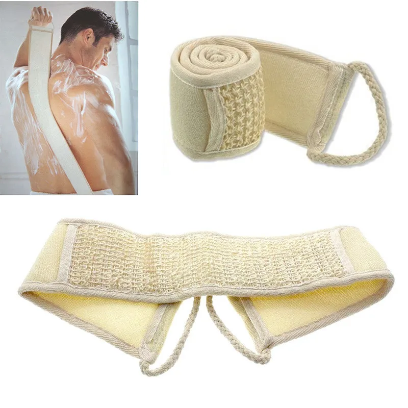 Натуральная мягкая отшелушивающая щетка Loofah с ремешком для спины банное