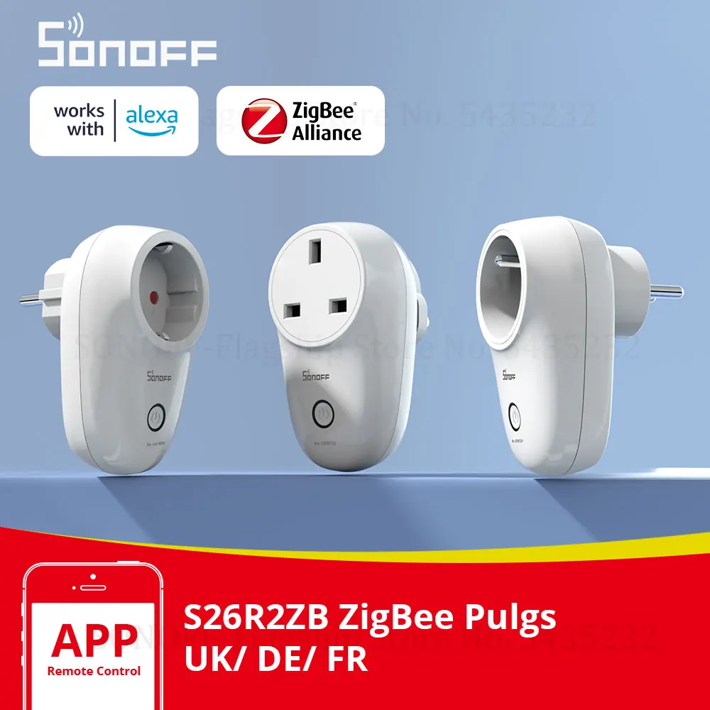 SONOFF S26R2ZB ZigBee Socket Plugs Smart Home Plug 16A UK/ DE/ FR Voice Remote Control Switch Works with SONOFFZBBridge Alexa smart plug smart switch