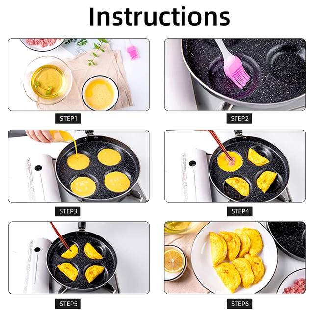sarten tortitas, Sartenes antiadherentes duraderas para desayuno, utensilios de cocina para hacer huevos y jamón, 4/7 tazas - Imagen 3
