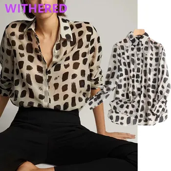 

Withered england office lady polka dot elegant silk blouse women blusas mujer de moda 2020 simple shirt womens tops and blouse