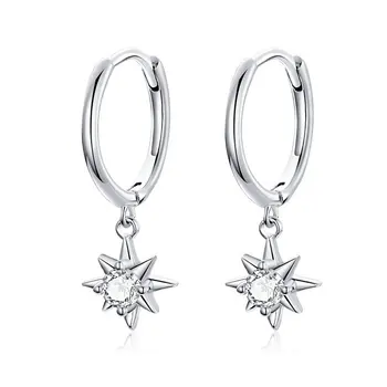 

Dangle Earrings with Charm Genuine 925 Sterling Silver Bright Stars Earings for Women Fashion Jewelry 2019 New TDF759