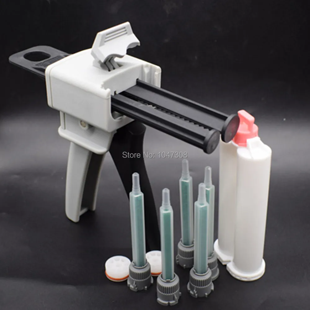 50ml 1:1 2:1 Manual Applicator Epoxy Glue Adhesive Dispenser Dispensing Gun + 5x Mixer Tip Nozzles + 50ml 1:1 AB Glue Cartridge