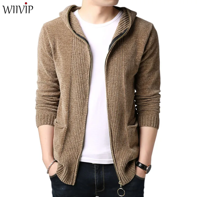 

2019 new young and middle-aged casual sweater coat fashion hooded zipper autumn and winter knit cardigan men's outerwear yw575