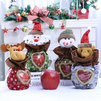 価格 クリスマスかわいいエルク雪だるま巾着アップルバッグ子供キャンディーバッグクリスマスイブギフトボックス収納用品ホームデコレーションオーナメント