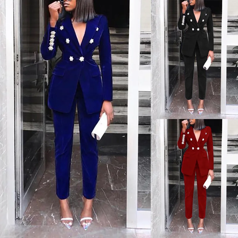 

2019 Autumn And Winter New Style Hot Sales Solid Color Casual Suit Set WOMEN'S Dress Zl1230