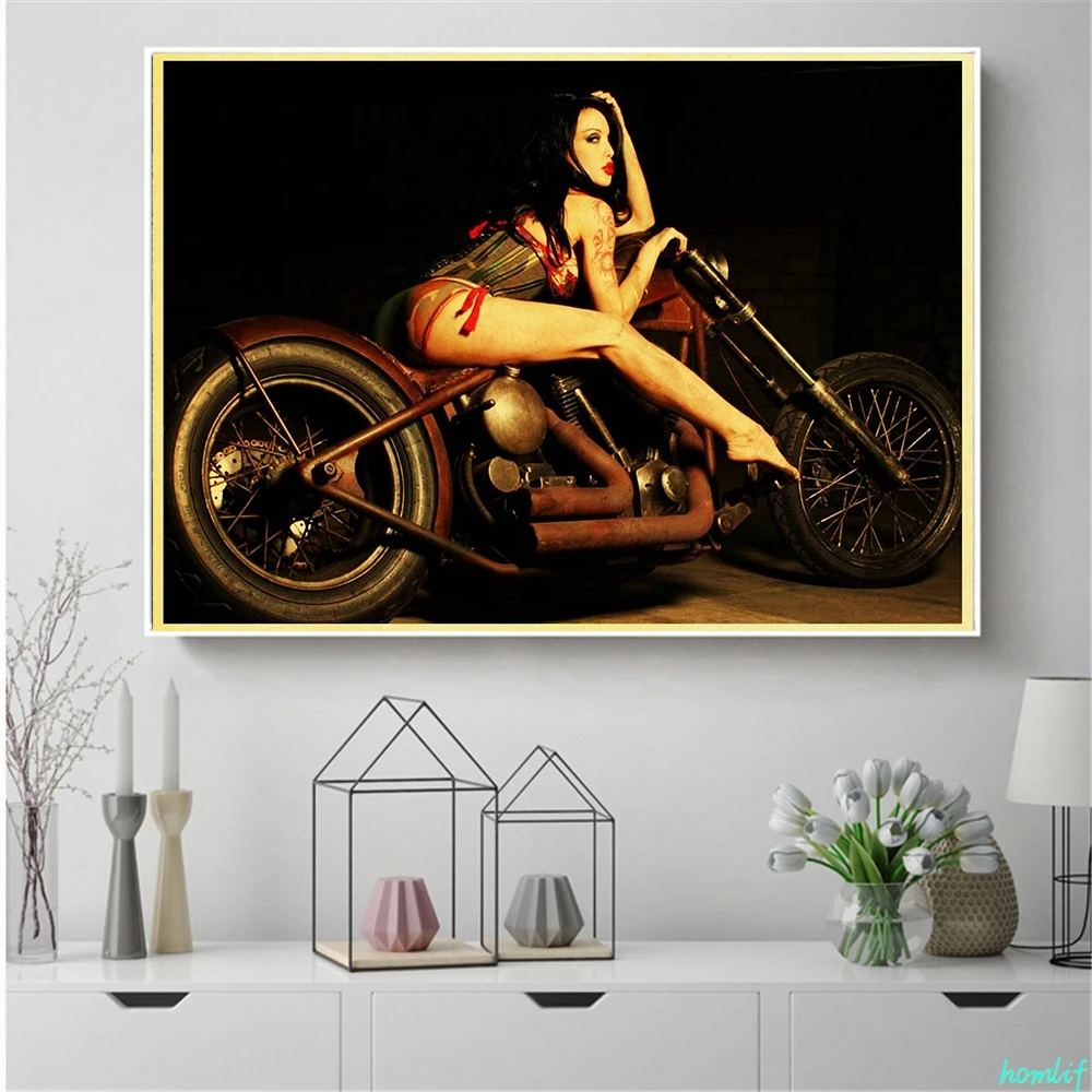 

Diamond Embroidery Canvas Art Motorcycle Girl Bar Decor Full Square Round Drill Diamond Painting Kit Scenic Diamond Mosaic