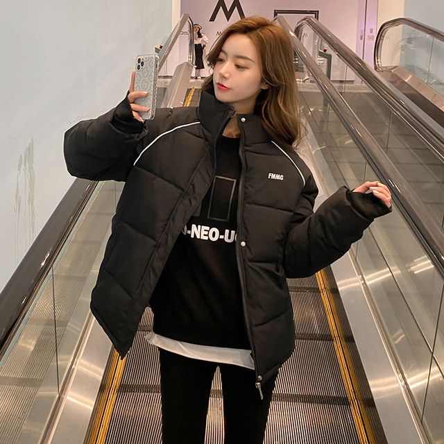 Style Women's Winter Jacket Solid Long Sleeve Stand Collar Ladies Casual Down Coats Zipper Pockets Thick Warm Outwear