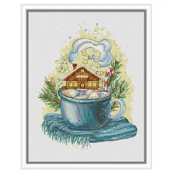 

Landscape in the cup patterns Counted Cross Stitch 11CT 14CT 18CT DIY Cross Stitch Kits Embroidery Needlework Sets home decor