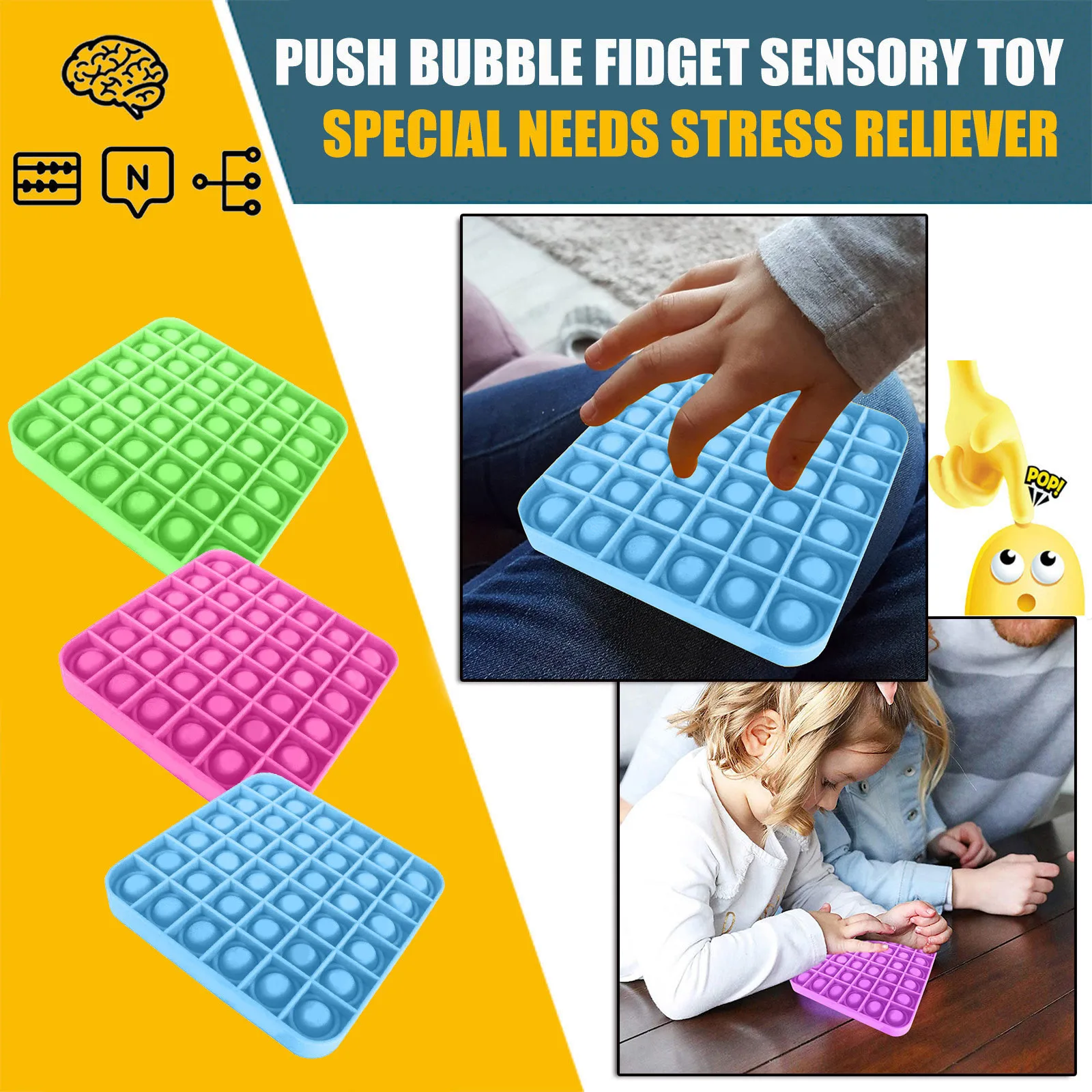 

stress reliever toys Push Bubble Fidget Sensory Toy Autism Special Needs Stress Reliever fidget toys игѬђки squishy juguetes