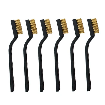 

6 Pieces Brass Wire Brush Set for Cleaning Welding Slag and Rust