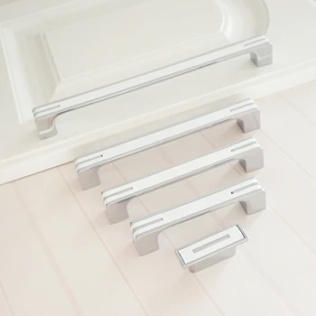 

1.26" 3.75" 5" 6.3" 8.8" Square Drawer Handles White Chrome Door Pulls Furniture Cabinet Waodrobe Handle 32 96 128 160 224mm