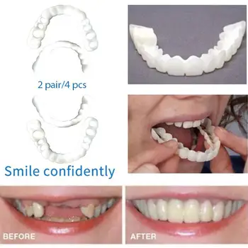 

4PCS Plastic Tooth Smile Teeth Braces Set Smile Denture Cosmetic Teeth Comfortable Veneer Cover Teeth Whitening Teeth Denture