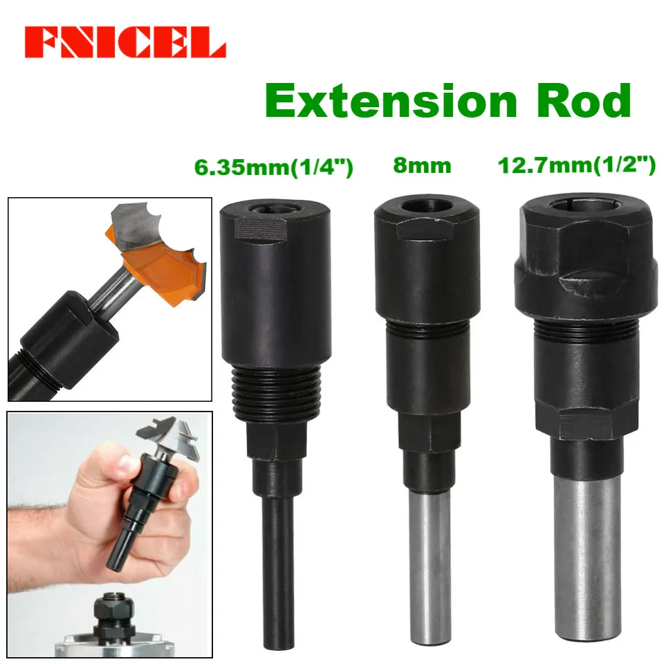 1pcs Router Bits Collet Extension Engraving Machine Extension Rod 1/4" 8mm 1/2" Shank For Trimming Machine Woodworking Tools