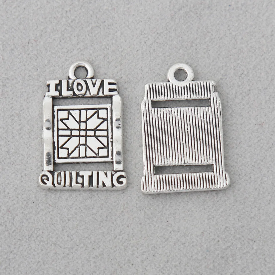 Винтаж медальон Подвеска I Love Стёганое одеяло ing Подвески Чарующее ювелирное