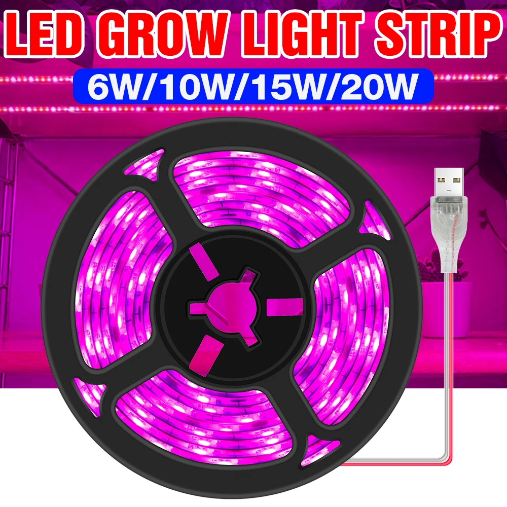 USB Full Spectrum Phytolamps Lamp LED Phyto Tape Lighting 5V Flexible Grow Light Strip Waterproof Plant Bulb Hydroponic Lamp SMD