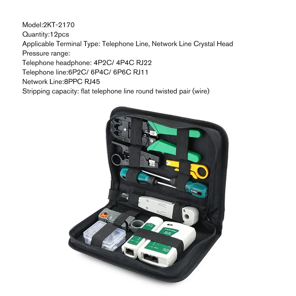 10/12pcs/set Portable LAN Network Repair Tool Kit UTP Cable Clamp Pliers Cable Tester Wire Crimper Stripping Crimping Pliers