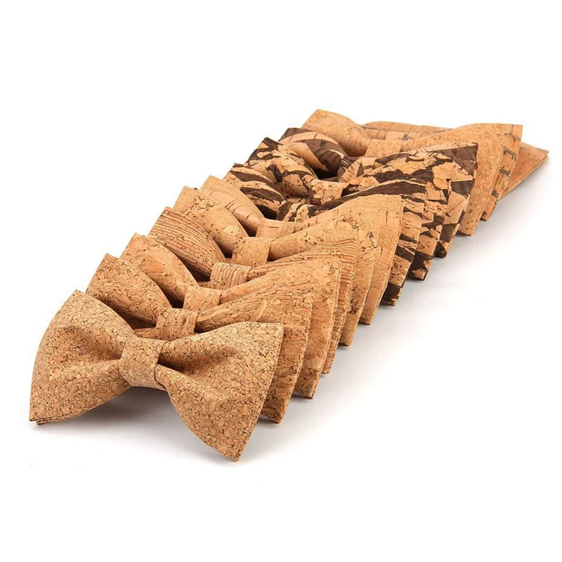 Novelty Corkwood Bow Ties For Men Wedding Marriage Handmade Cork Wood Bow tie Sharp Corner Adult Neckties Cravat 011
