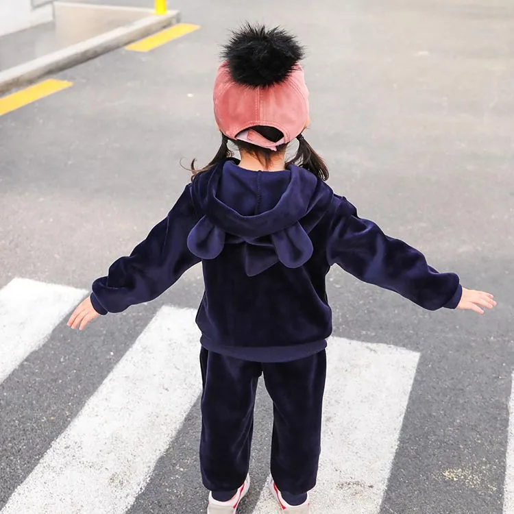 

2019 Spring Gold Velvet CHILDREN'S Suit Hooded Pullover Trousers Cuff Hem Thread CHILDREN'S Garment Xhc8501