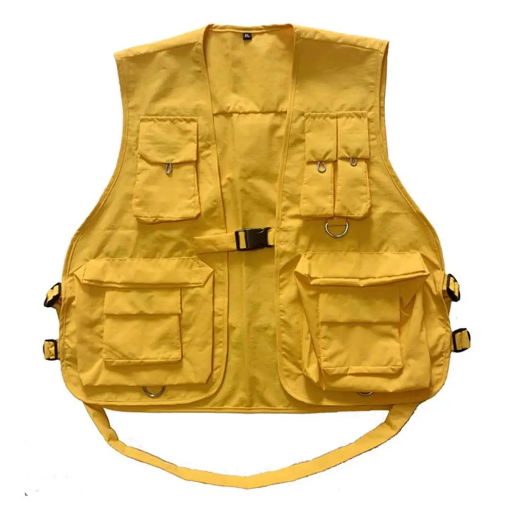 Military Tactical Secondary Vest Men And Women Multi-Pocket Hip Hop Vest Tooling Vest Vest Streetwear - Цвет: yellow L