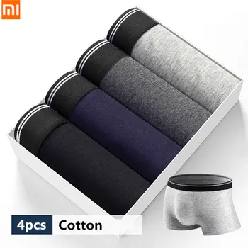 

4PCS Xiaomi Boxed Men Underwear Winter Cotton Boxer Shorts Mid-waist SportBreathable Men's Panties Comfortable Cotton Underpants