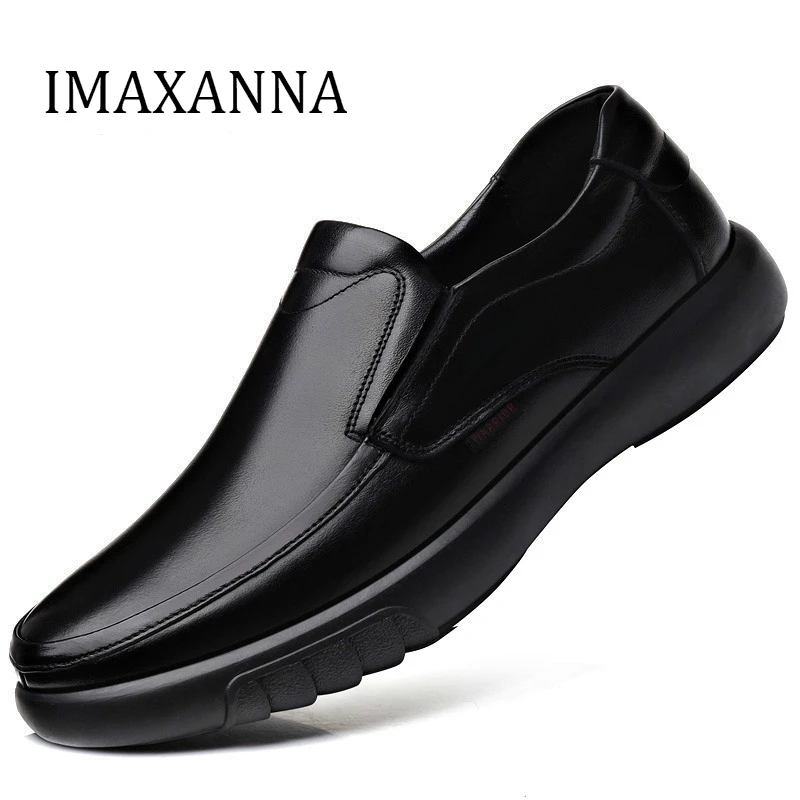 IMAXANNA Spring Men Shoes Genuine Leather Man Casual Luxury Brand Comfortable Footwear Flats Slip On Lazy Loafers | Обувь
