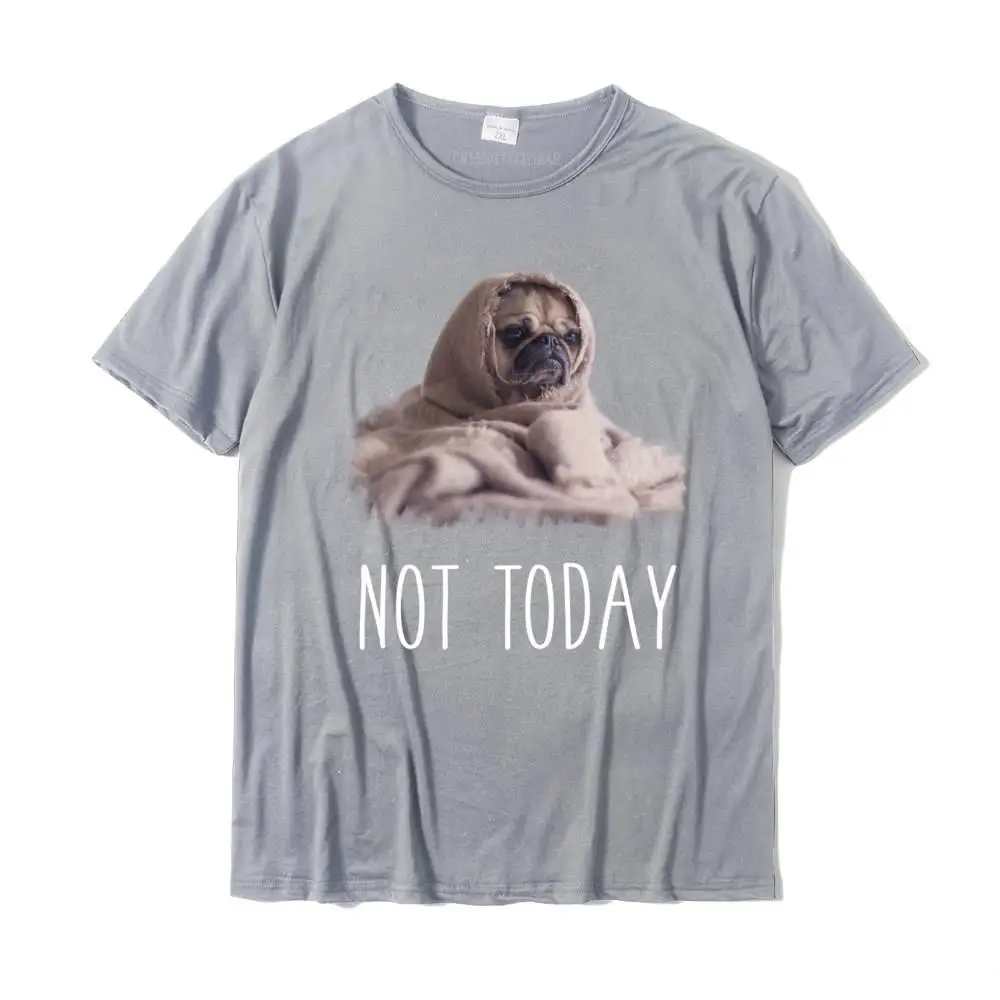 SummerNormal Short Sleeve Tees Lovers Day Fitted O-Neck 100% Cotton Clothing Shirt Youth T Shirts Printing Top Quality Not Today Cute Pug Long-Sleeve Funny Puppy Blanket Dog Tee__34396 grey