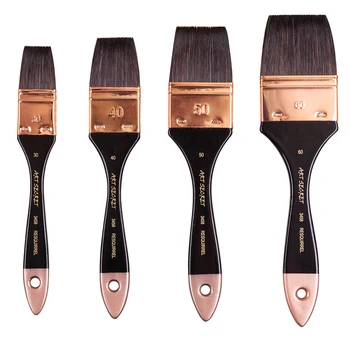 

High Quality REsquirrel Hair Pro Flat Artist Watercolor Brush Art Paint Tool for Watercolor Gouache DrawingRose Gold Ferrule