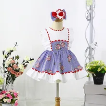 Cutestyles/новое платье в полоску с принтом розы эксклюзивная Одежда для девочек возрастом от 3 до 12 лет, праздничная детская одежда EG-DMGD203-66