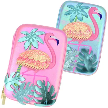 

3D cartoon Pencil bag for Girls & Boys Kawaii School Case Embroidery Flamingo Basketball Unicorn handbag woman costmetic bag