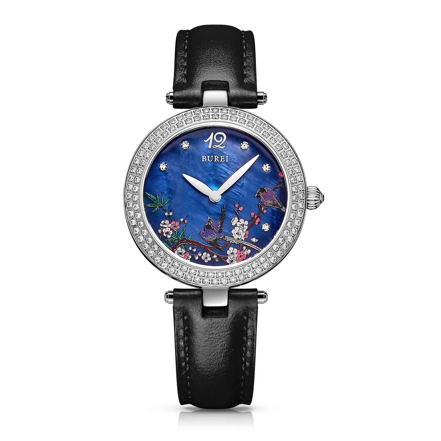 

BUREI 13007 Switzerland watch women luxury brand Chinese style series pearl diamond Classic retro blue relogio feminino
