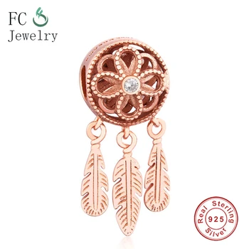 

Fit Original Charms Bracelet 925 Sterling silver Rose Gold Spiritual Dreamcatcher Charm Pendant Dangle Berloque