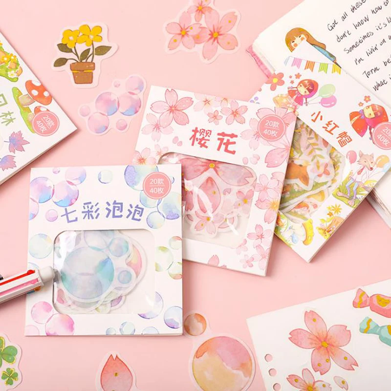 

40 Pcs/pack Lovely Snack Store Gluttony Series Sakura Dessert Decorative Stationery Stickers Scrapbooking DIY Diary Stick Label