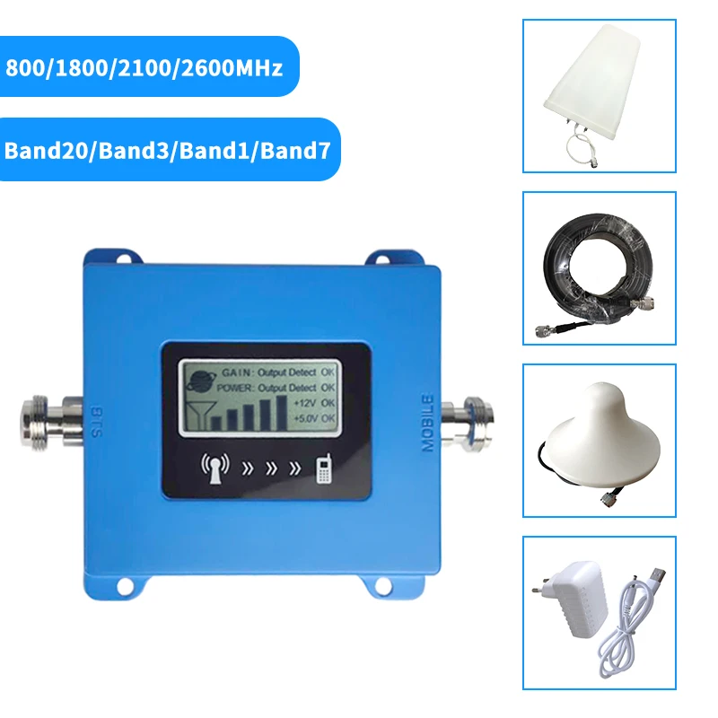 GSM Repeater 2G 3G 4G Band20 800 1800 2100 2600